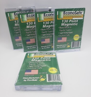 (5-Pack) EconoSafe Magnetic One Touch Card Holders 130pt Thick Size Cards w/ UV