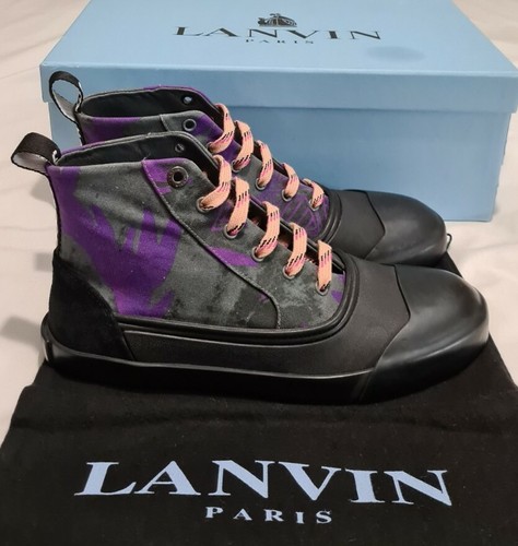 LANVIN - めろ0501♡ Lanvin Error Printed Canvas Mid Top Lace-up Sneaker Grey