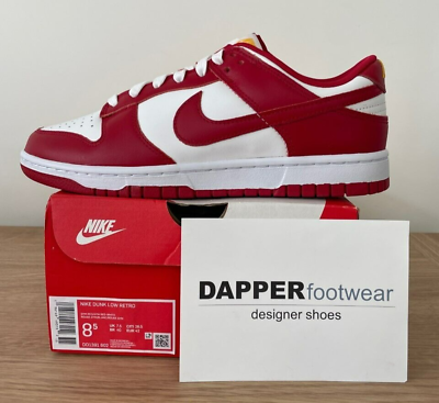 Nike Mens Dunk Low Retro Size 7.5 UK Gym Red Trainers DD1391 602