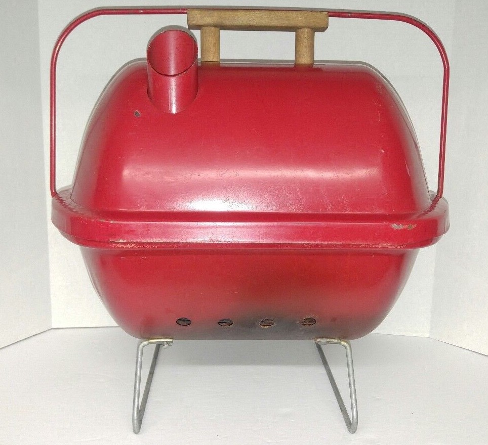 Vintage LITTLE PAL PORTABLE BBQ GRILL or Smoker Red