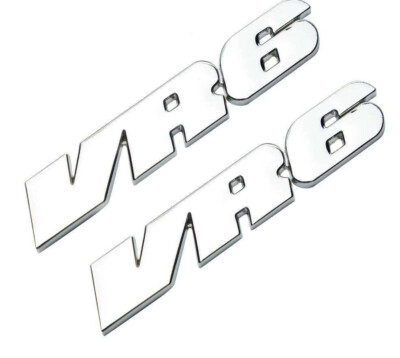 2pcs 3D Metal VR6 Sticker Emblem Badge Car Styling Accessories (Silver VR6)