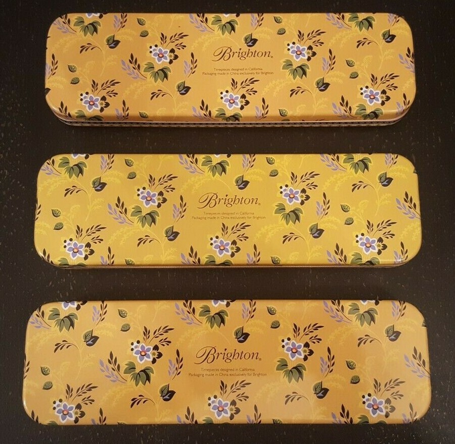 Lot of 11 BRIGHTON Heart-Shaped Tin Jewelry Boxes, Watch Boxes, Fabric Bags