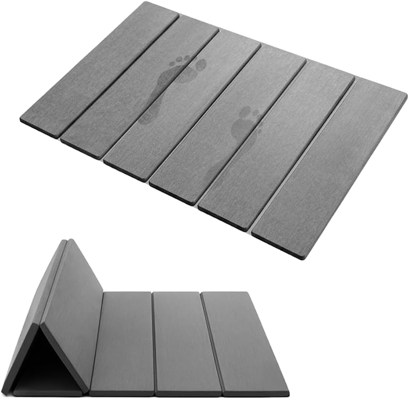 Foldable Stone Bath Mat, Super Absorbent, Portable Roll-Up, Quick Drying Stone M
