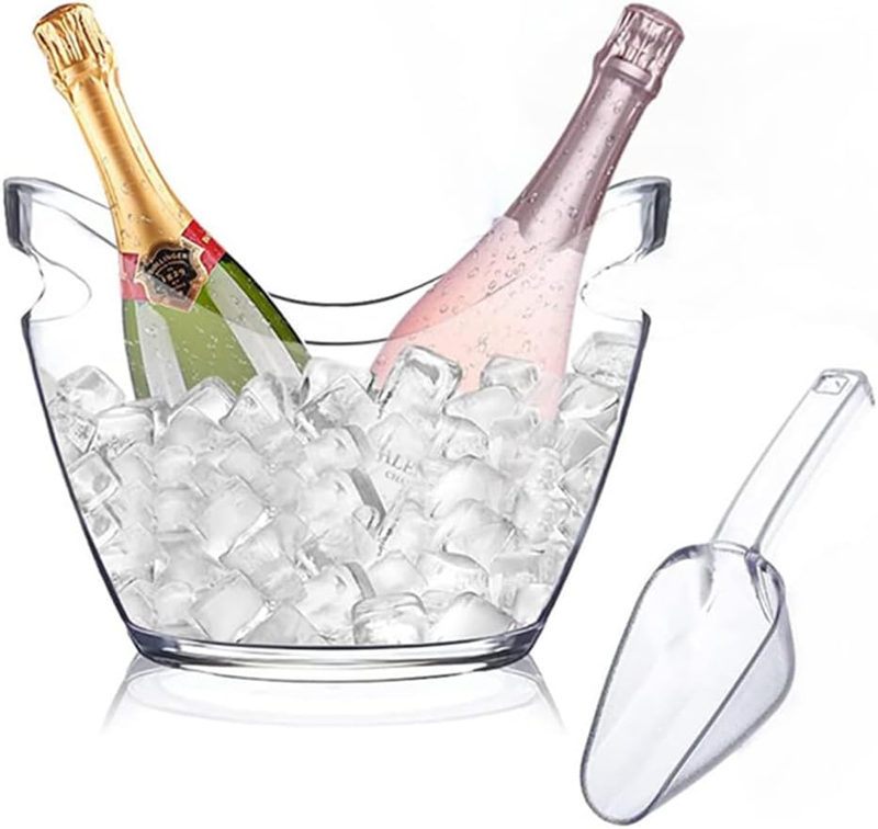 Ice Bucket, Clear Acrylic 4 Liter Storage Bucket with Ice Scoop, Beer Keg Bevera