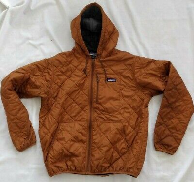 Patagonia Diamond Quilted Insulated Bomber Hoodie Earthworm Brown - Men's LARGE