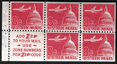 US C64b - Slogan 2 (VF), MNH Booklet Pane of 5 - 8 stamps.  FREE SHIPPING