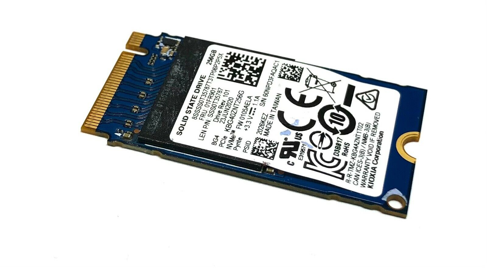Toshiba Kioxia 256GB SSD PCIe NVMe M.2 1.8 inch 45mm KBG40ZNT256G Toshiba Kioxia 256GB SSD PCIe NVMe M.2 1.8 inch 45mm KBG40ZNT256G