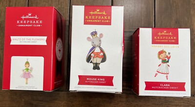 SET OF 3 Hallmark NUTCRACKER Ornaments WALTZ OF FLOWERS, MOUSE KING & CLARA