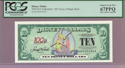 2002 $10 Tinkerbell Disney Dollar PCGS PPQ Superb Gem