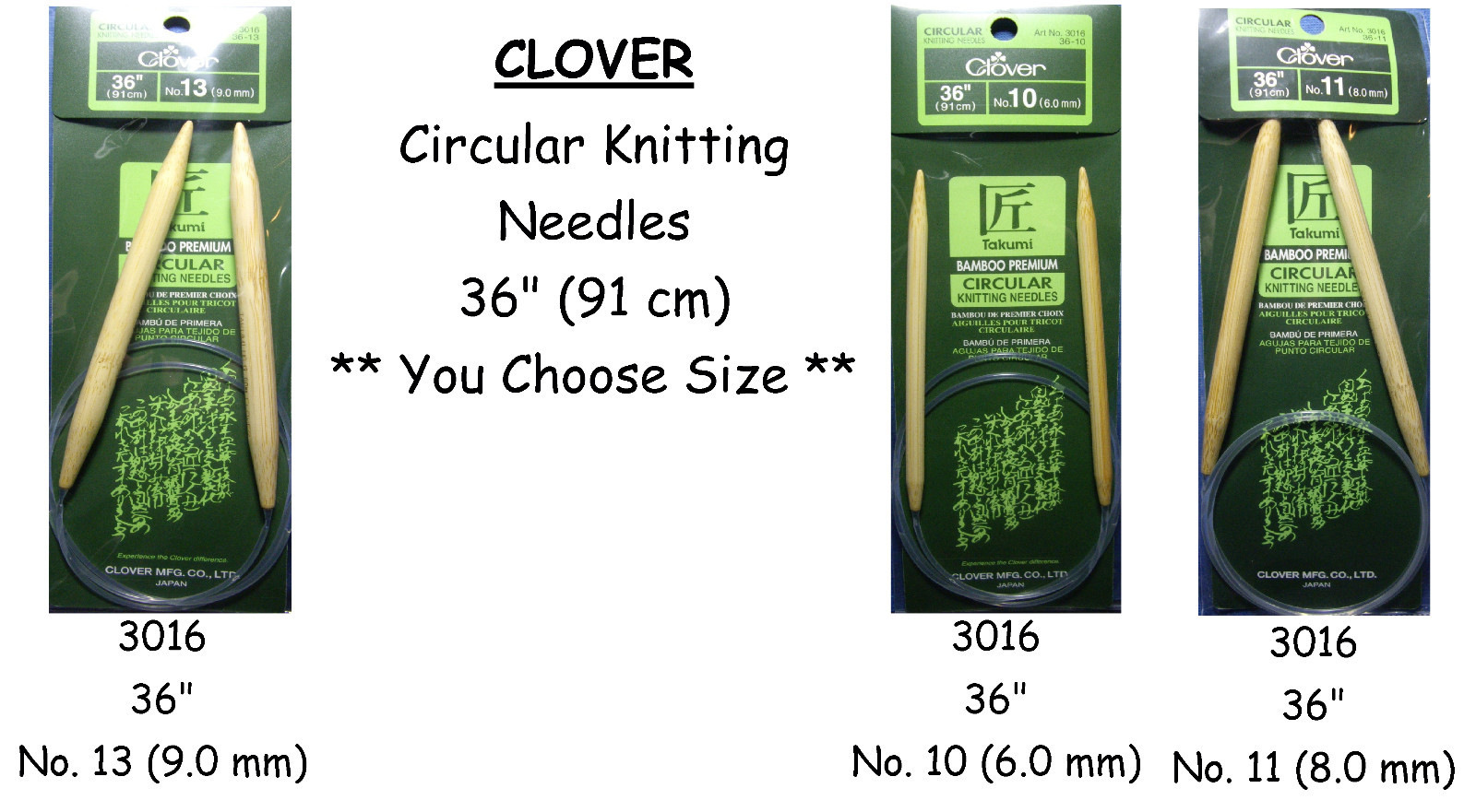 2-2.75 mm Clover Bamboo CIRCULAR Knitting Needles 48/" No