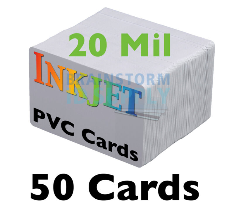 50 - Thin *20 mil* Inkjet PVC Cards - For Epson & Canon Inkjet Printers