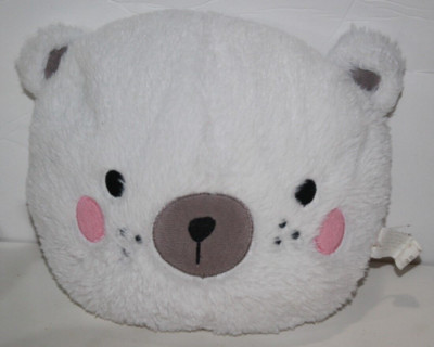 MGS Group Teddy Bear Pillow 8'' White Plush Soft Toy Stuffed Animal Sewn Eyes