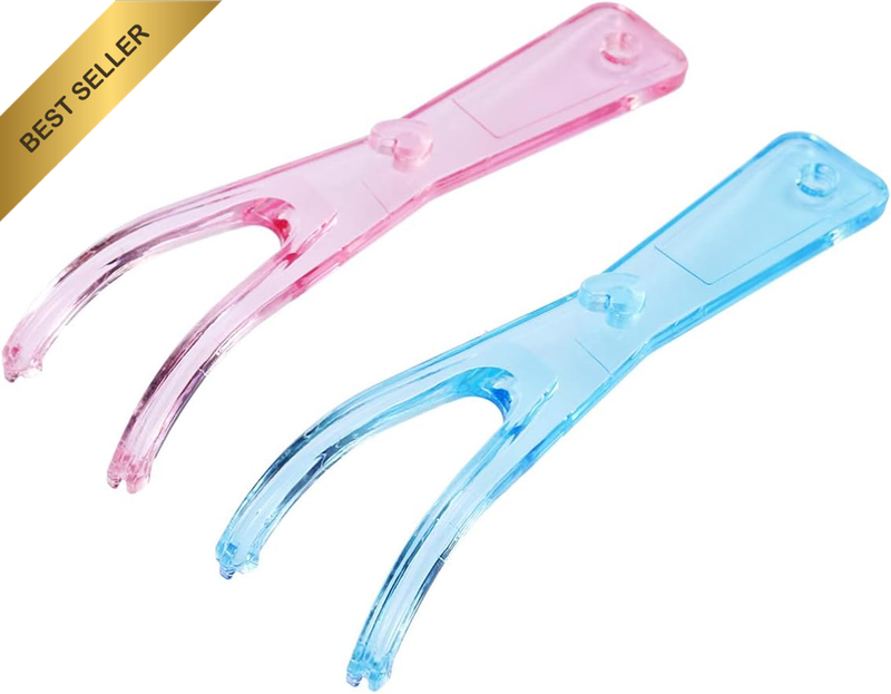 2 Pcs Dental Floss Holder Y Shape Dental Flosser with Built-In Spool Flat Wire R