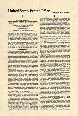 Official Snowboard US Patent Art Print - Vintage Snow Board Original 1968  234