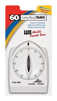 Lux CP1929-14 White 60 Minute Minder Mechanical Long Ring Timer