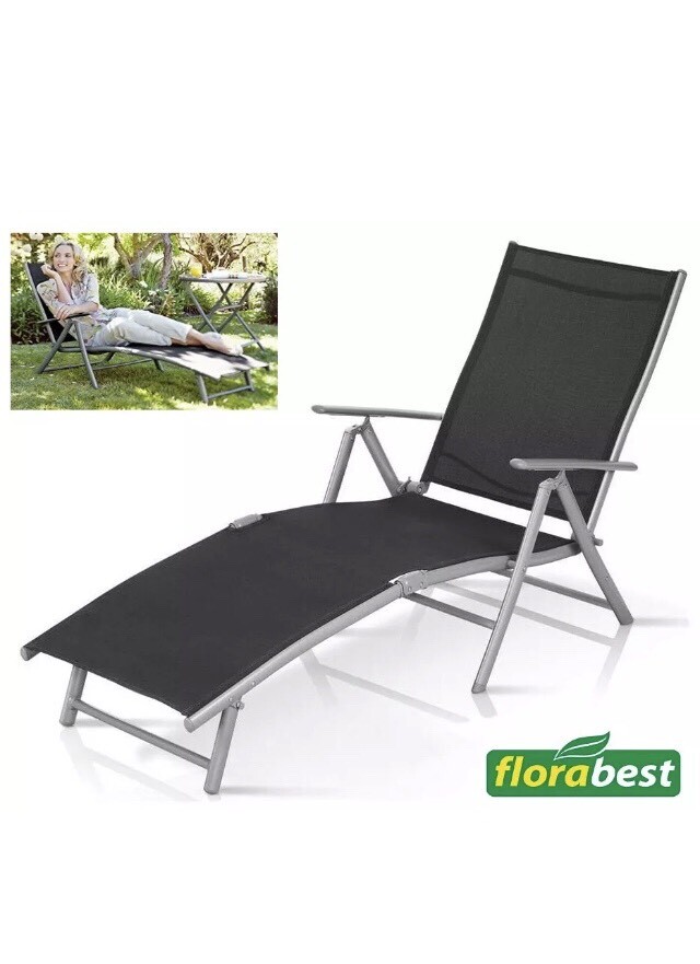 Fold Away Sun Lounger Adjustable Back Arm Rest Garden ...