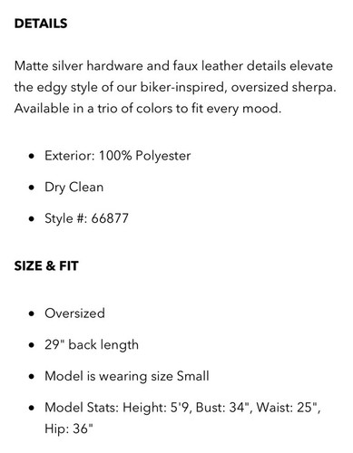 Pre-owned Sherpa Avec Les Filles Oversized  Belted Biker In Black