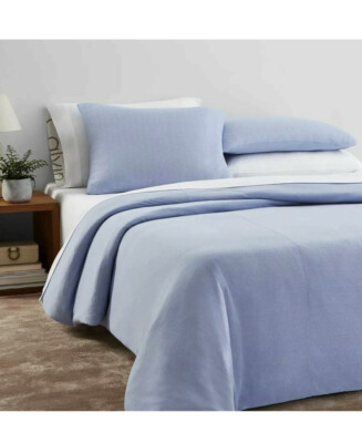 NIP DKNY Modern Cotton Ray Blue Full Queen Duvet Cover & Shams Set 3pc