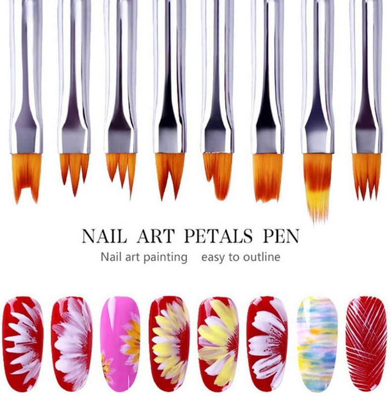 8 Pcs Nail Brush Pen Premium Upgrade Wood Handle, Gradient Painting Brush Set UV