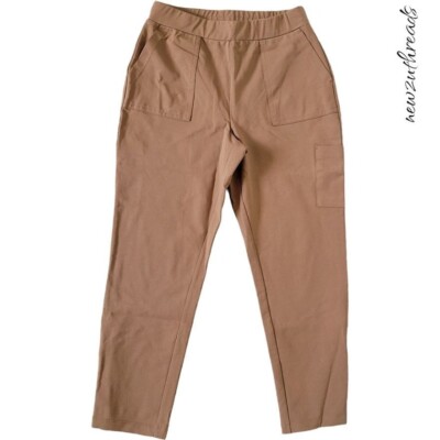 Susan Graver Premium Stretch Cargo Crop Pants Petite XXS P2XS Toffee A470189