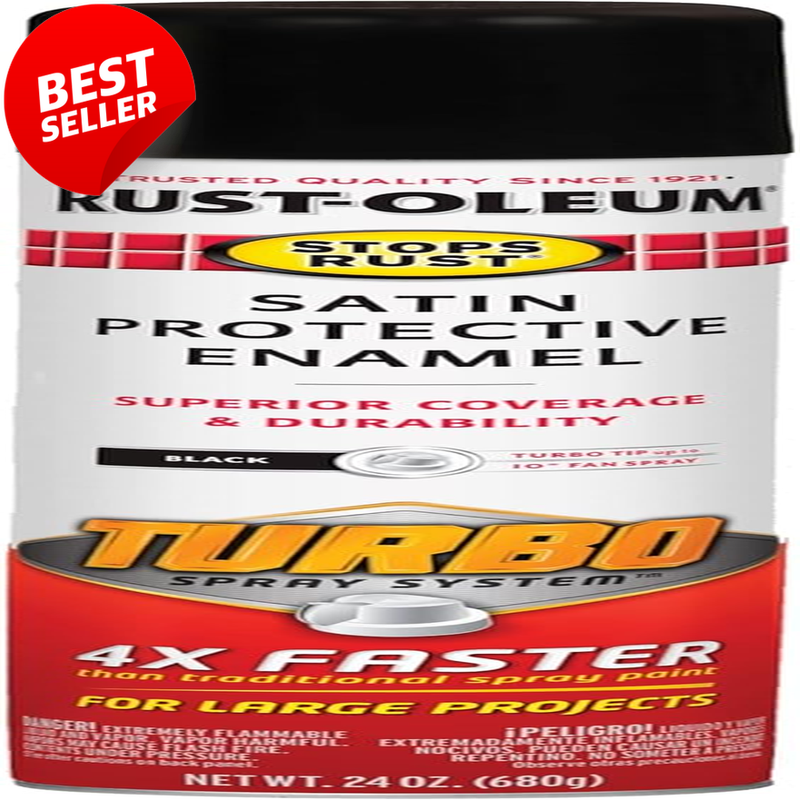 Stops Rust Turbo Spray Paint Satin Black 24oz Metal Paint - US