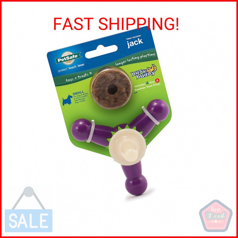 PetSafe Busy Buddy Treat Holding Jack Dog Toy &ndash; Strong Che