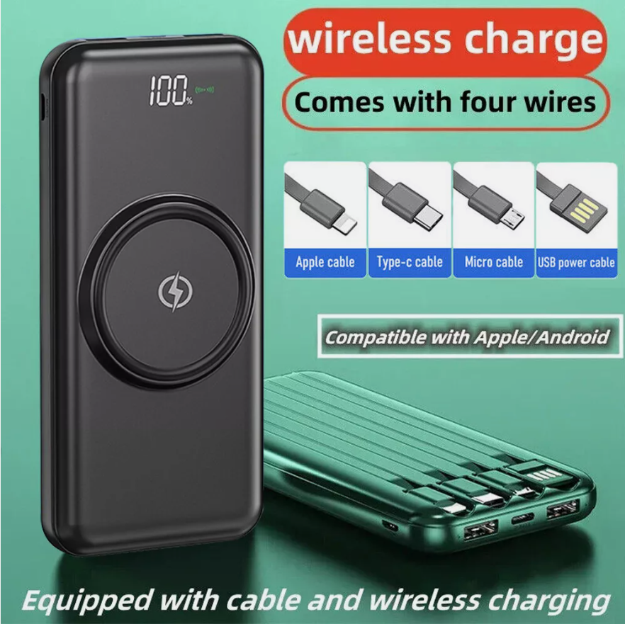 9000000mAh Wireless Power Bank USB LCD External Battery Charger For Cell Phone