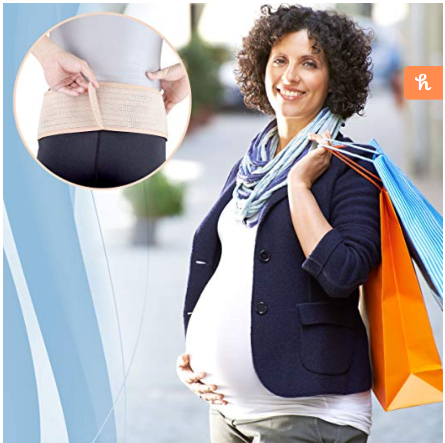 AZMED Maternity Belt, Breathable Abdominal Binder, Back Support, One Size, Beige