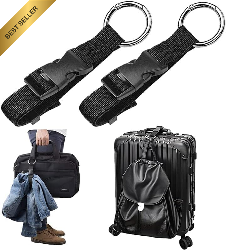 2 Pack Add a Bag Luggage Straps - Adjustable Suitcase Belts Travel Accessories -