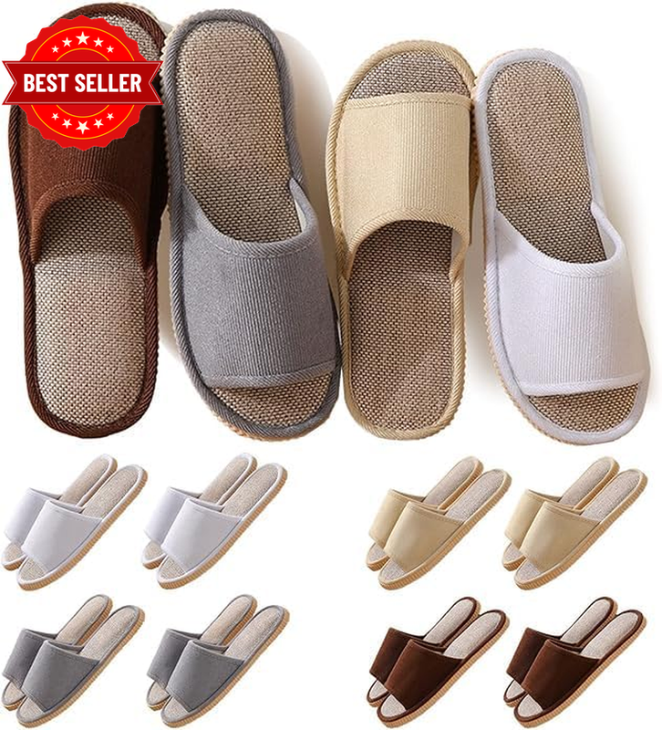 8 Pairs of Disposable Slippers, Washable Family for Men and Women, Anti-Slip, Br