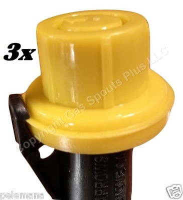 3 X BLITZ Yellow Spout Cap fits self-venting gas can spouts 900302 900092 900094