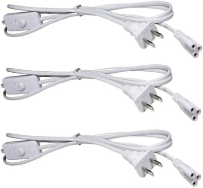 3PCS 5FT POWER CABLE With Switch For T8 T5 Integrated LED Tube Light Replacement