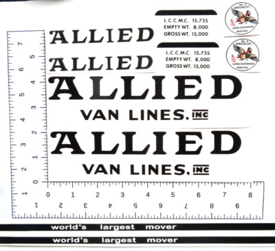 Tonka Allied Moving semi truck with flying duck water slide decal set W/TRACKING