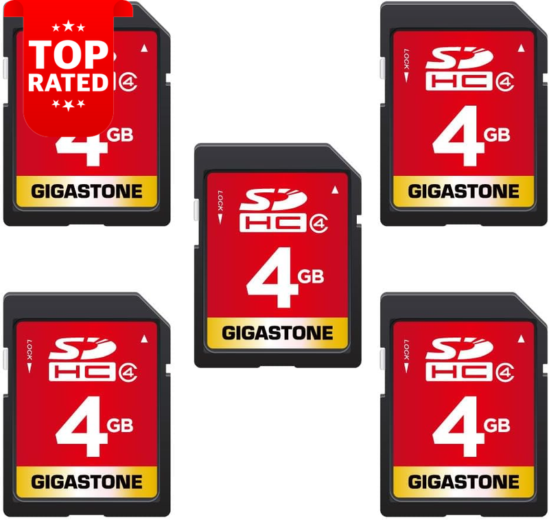 4GB SD Card 5 Pack Class 4 Memory Card Photo Video Music DSLR Camcorder Cases