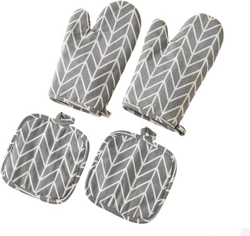 Oven Mitts and Potholders BBQ Gloves, Heat Resistant Mittens with Non-Slip Silic