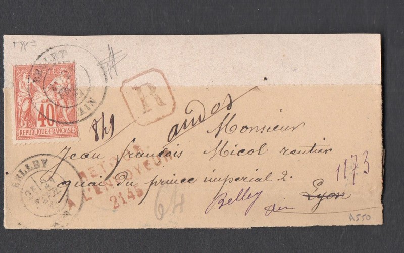 + Cote 100e Mini / 40c Type I N/B Sur Lettre Bande Cachets +++ / No70/ Xa550