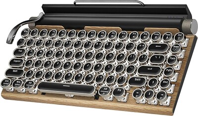 Retro Typewriter Keyboard Wireless Mechanical Keyboard, 83-Key Blue Switches