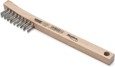 9 in. Long Wooden Handled Stainless Steel Welding Wire Brush - Bristle Area 2x9