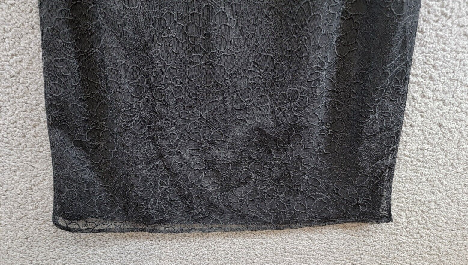 CeCe Lace Short-Sleeve A-Line Dress Women's S Rich Black Crew Neck Button Back - Picture 4 of 17
