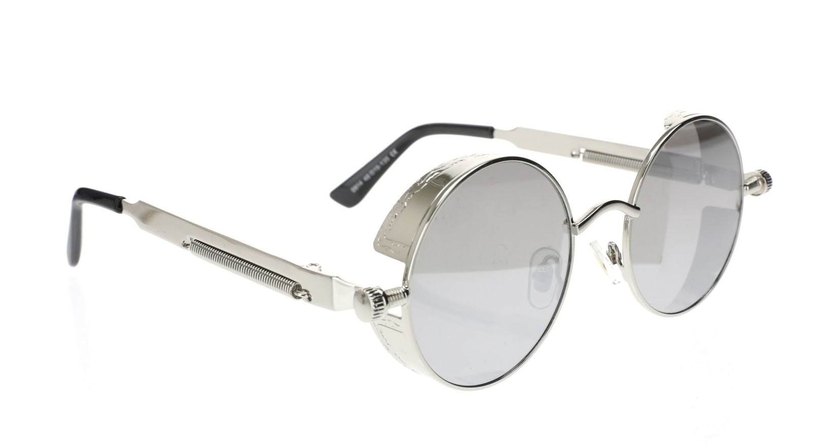Dollger 257093 Mens 0914 Steampunk Round Sunglasses Silver/Gray