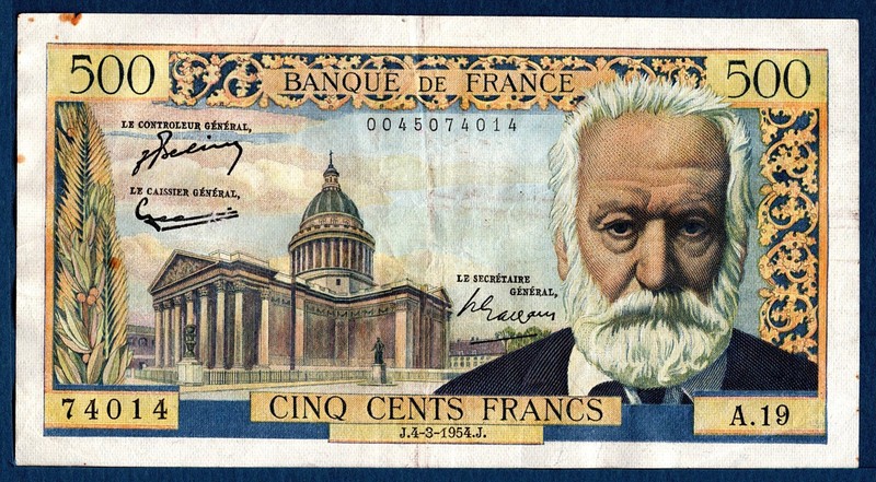Billet 500 Francs (Victor Hugo). 4-3-1957. France