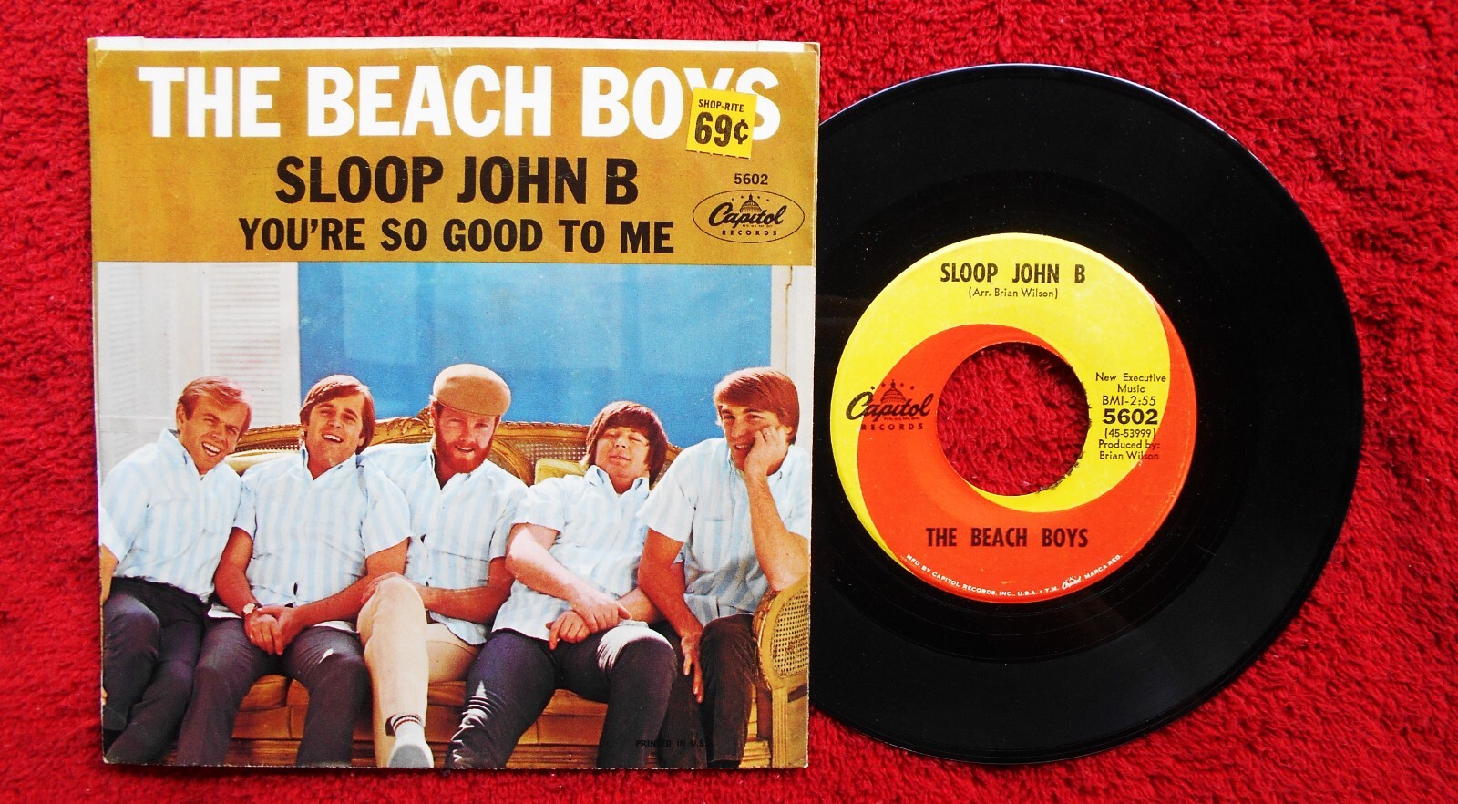 THE BEACH BOYS SLOOP JOHN B 1966 45 & PICTURE SLEEVE BRIAN