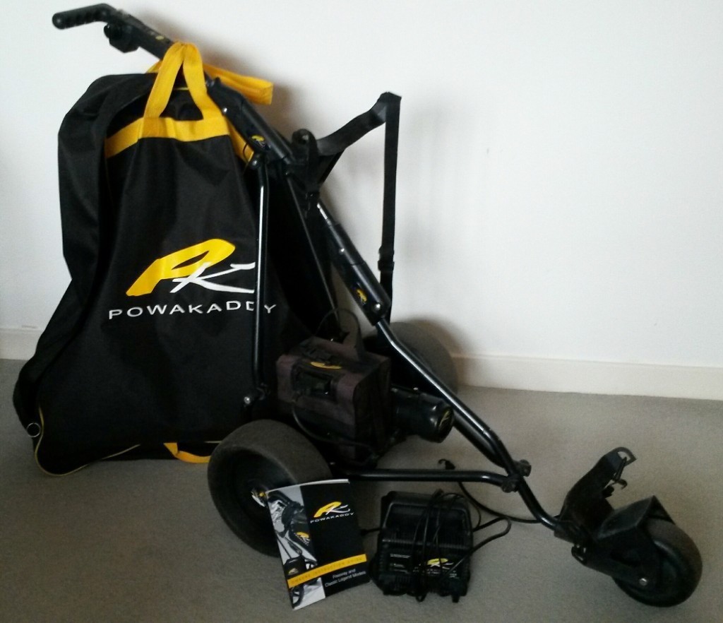 Powakaddy electric golf trolley with carry bag, battery and charger