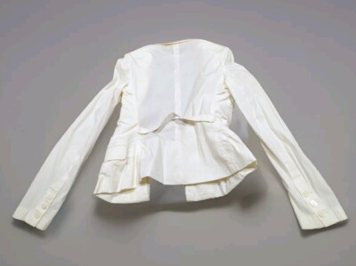 Prada Vintage Pleated Stretch Ruched Jacket Blazer off White Sz 40 XS