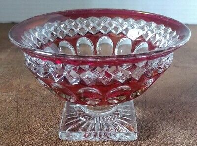 Vintage Westmoreland Wakefield Ruby Flash Thumbprint Compote Candy Dish Bowl