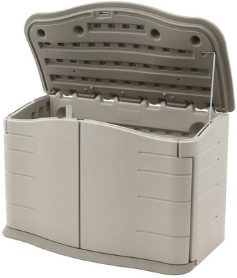 Rubbermaid Storage Shed Outdoor Garden Tool Equipment Room Horizontal Resin Tan