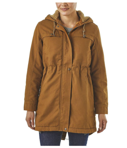Pre-owned Patagonia Insulated Prairie Dawn Parka Brown Women Cotton Canvas/sherpa S M L In Nest Brown