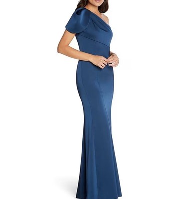 Платье-русалка на одно плечо от Aidan Mattox By Adranna Papell, Сумеречно-голубое, 16