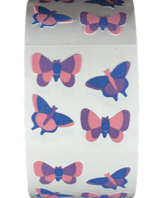 400 Butterfly stickers in roll of 100 modules (2''x2''), each sticker 1'', RFZ3002