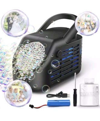 NEW! Rechargable Bubble Machine w/ Light Effect, 20000+ Bubles Per Minute